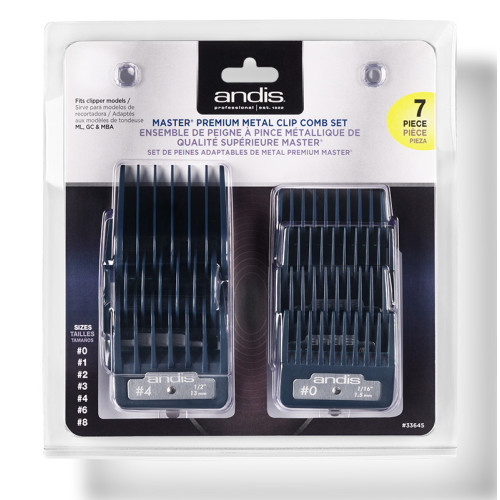 #33645 ANDIS PREMIUM METAL CLIP COMB SET 7PK