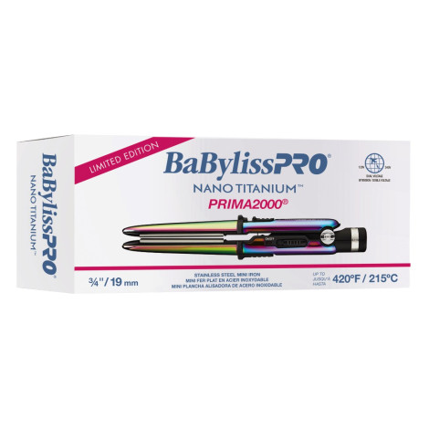 #BNTBRB2000 BABYLISSPRO NANO TITANIUM PRIMA 2000 IRRIDESCENT MINI STRAIGHTENER 3/4''