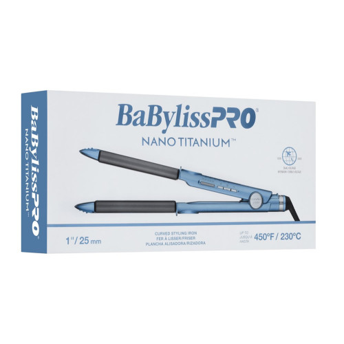 #BNT4061UC BABYLISSPRO NANO TITANIUM CURVED STYLING IRON 1"