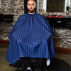 BARBER STRONG THE BARBER CAPE - BLUE w/ WHITE PINSTRIPES