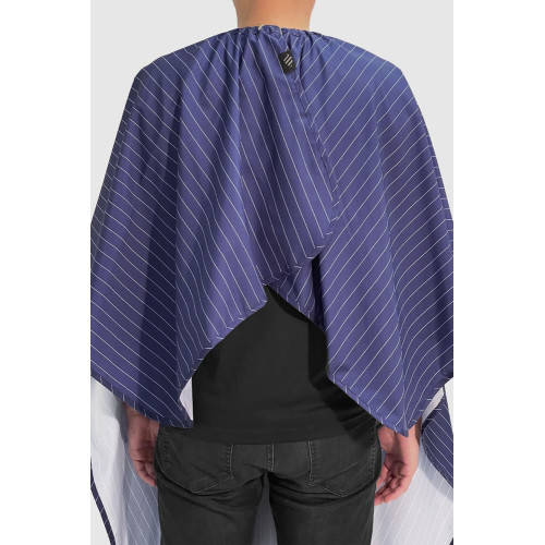 BARBER STRONG THE BARBER CAPE - BLUE w/ WHITE PINSTRIPES