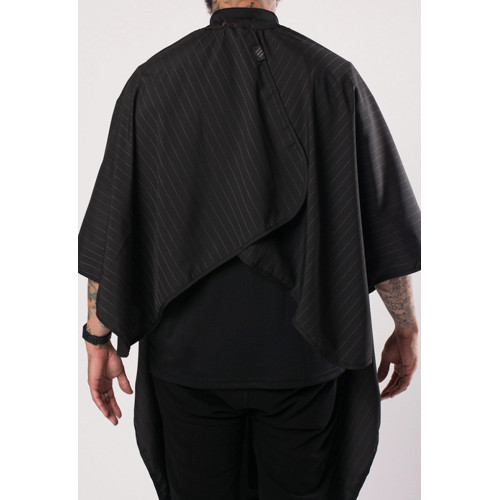 BARBER STRONG THE BARBER CAPE - BLACK w/ PINSTRIPES