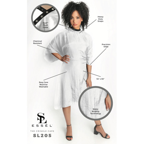 #SL205W ESSEL - CRINKLE CHEMICAL CAPE (WHITE)