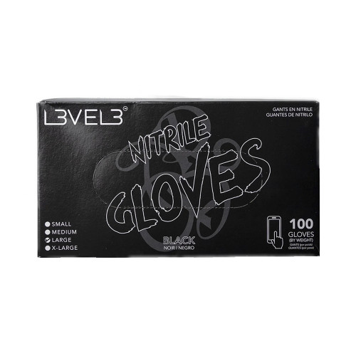L3VEL3 BLACK NITRILE GLOVES 100CT