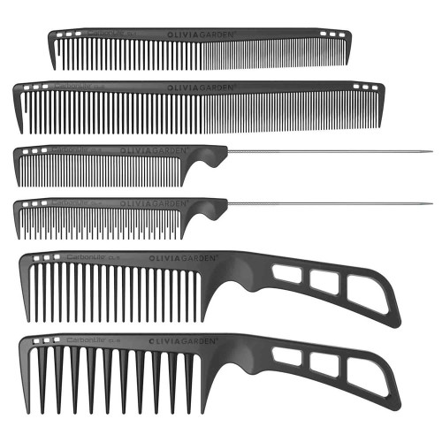 #730-CLP1 OLIVIA GARDEN CARBONLITE COMB 6PC POUCH