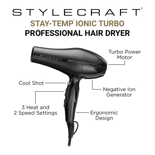 #SC108B Stylecraft Stay-Temp Ionic Turbo Dryer