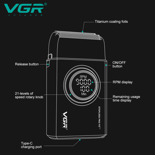 #V-377 VGR Stepless Pro Foil Shaver - Red